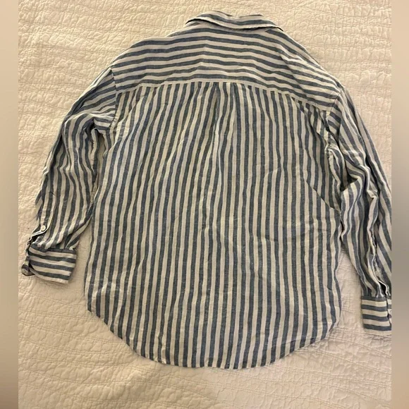 Faherty Laguna Linen blue white stripe M - Picture 10 of 12